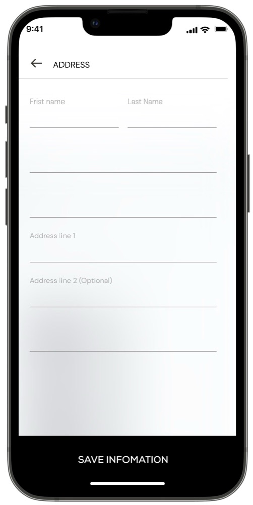 Swarovski app Address page screen