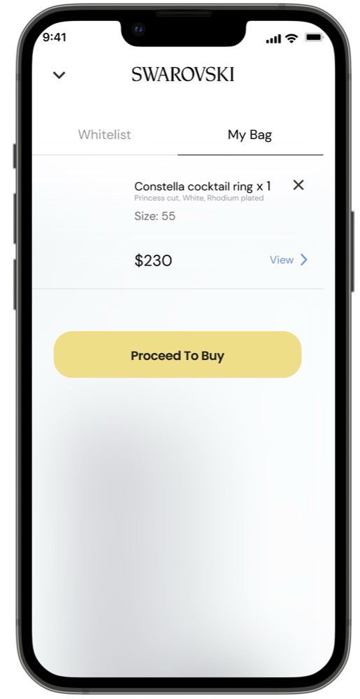 Swarovski app My cart page screen