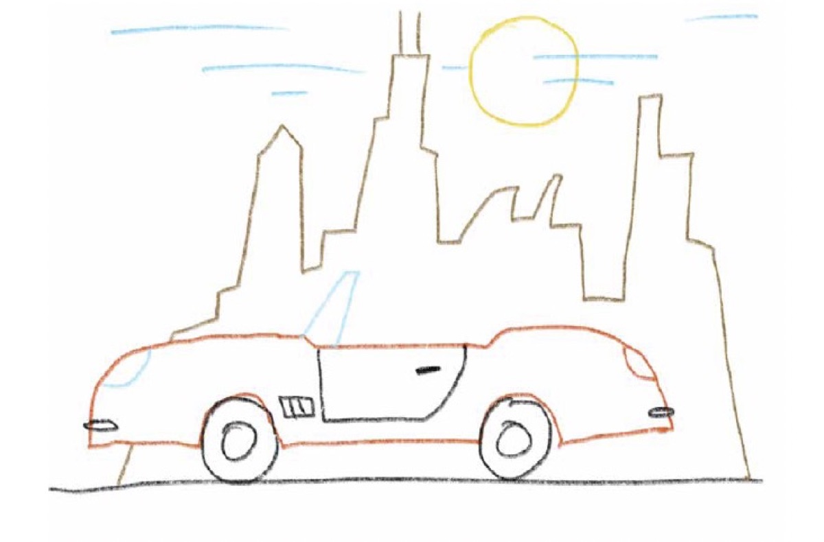 Ferrari against the New York skyline storyboard frame