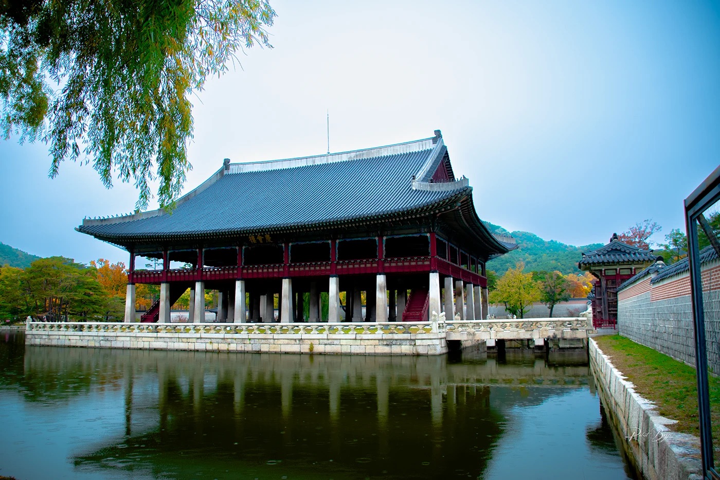 Gyeonghoeru pavilion reflected in a pond