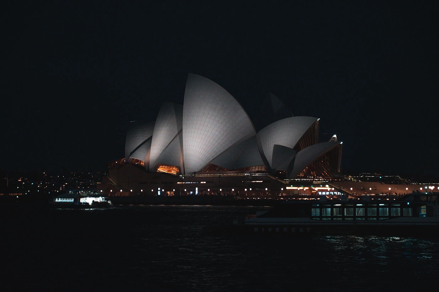 Sydney Opera House lit at night