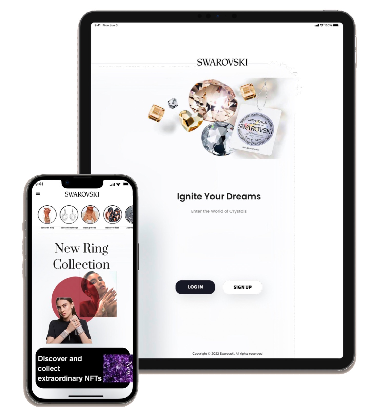 Swarovski app on tablet and phone