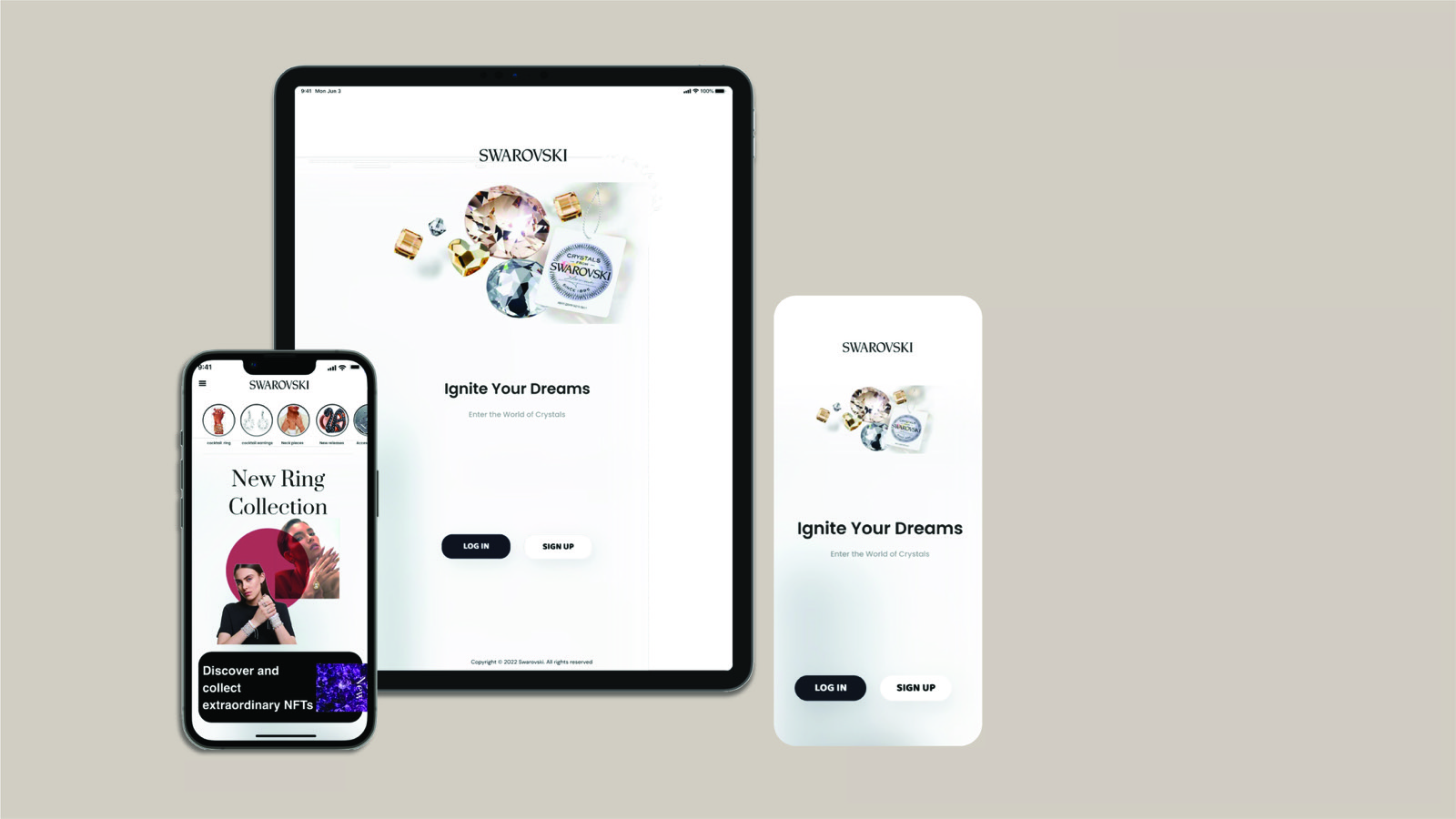 Swarovski app concept on phone and tablet