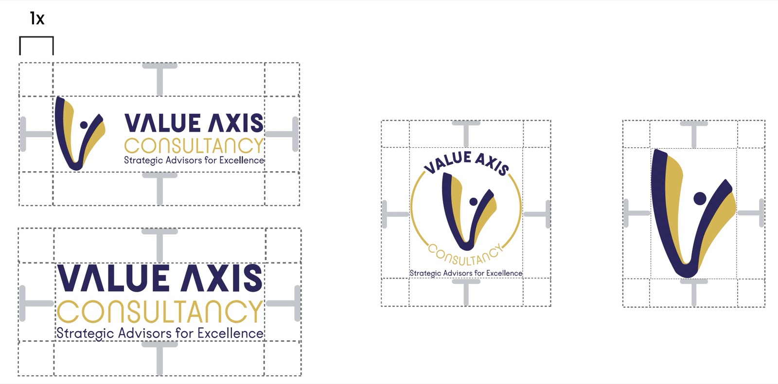 Logo minimum clear space diagrams for each lock-up