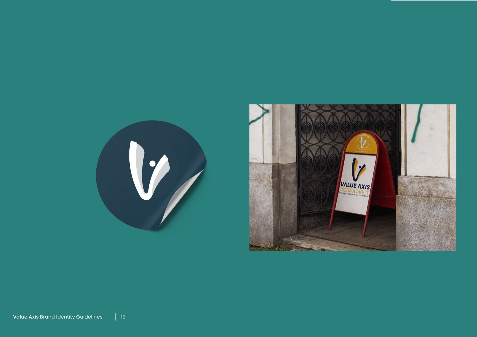 Value Axis sticker and street A-frame sign