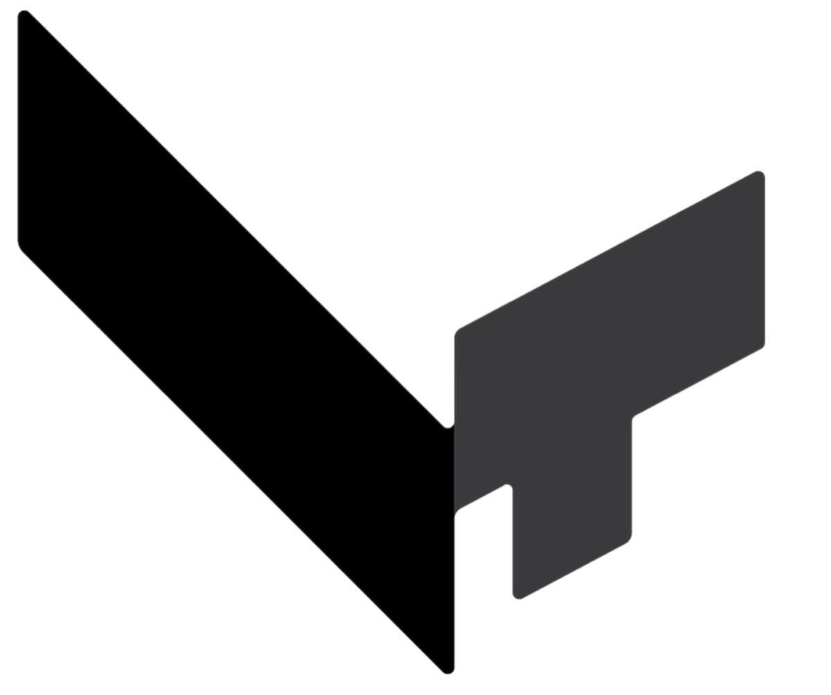 Direction A: angular V and T abstract mark in black
