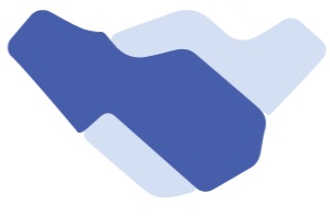 Direction B: two overlapping blue hands forming a V