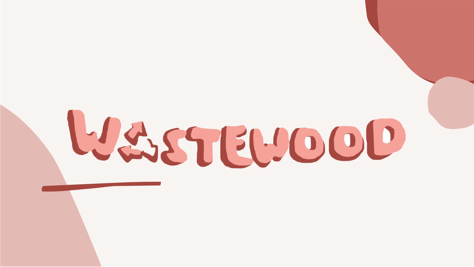 Waste Wood hand-drawn wordmark in coral tones