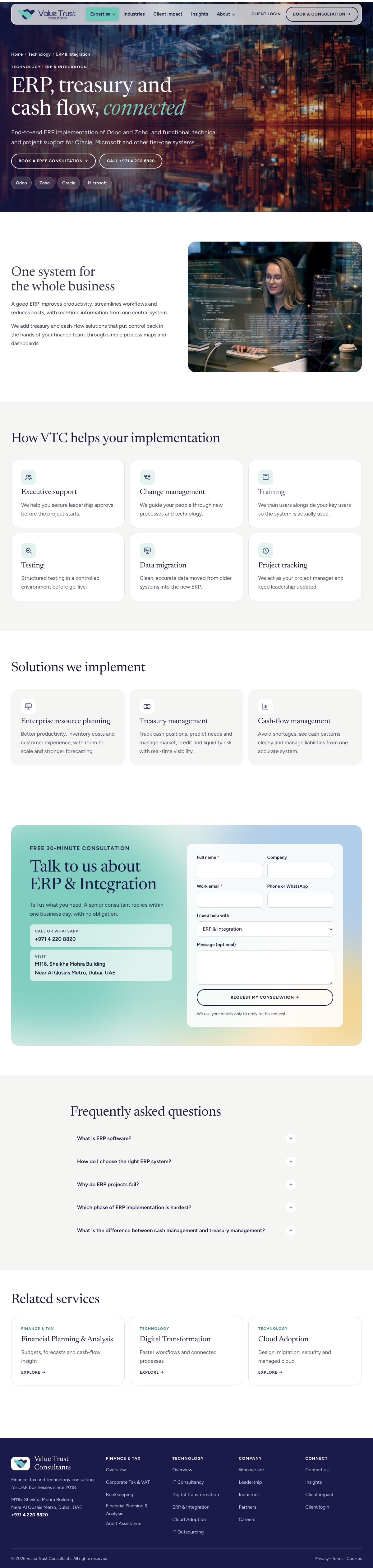 Integration solutions page